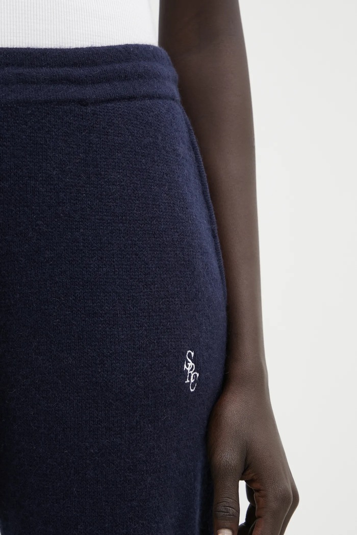 Sporty & Rich pantaloni in lana SRC Cashmere blu navy PA02764302BL106