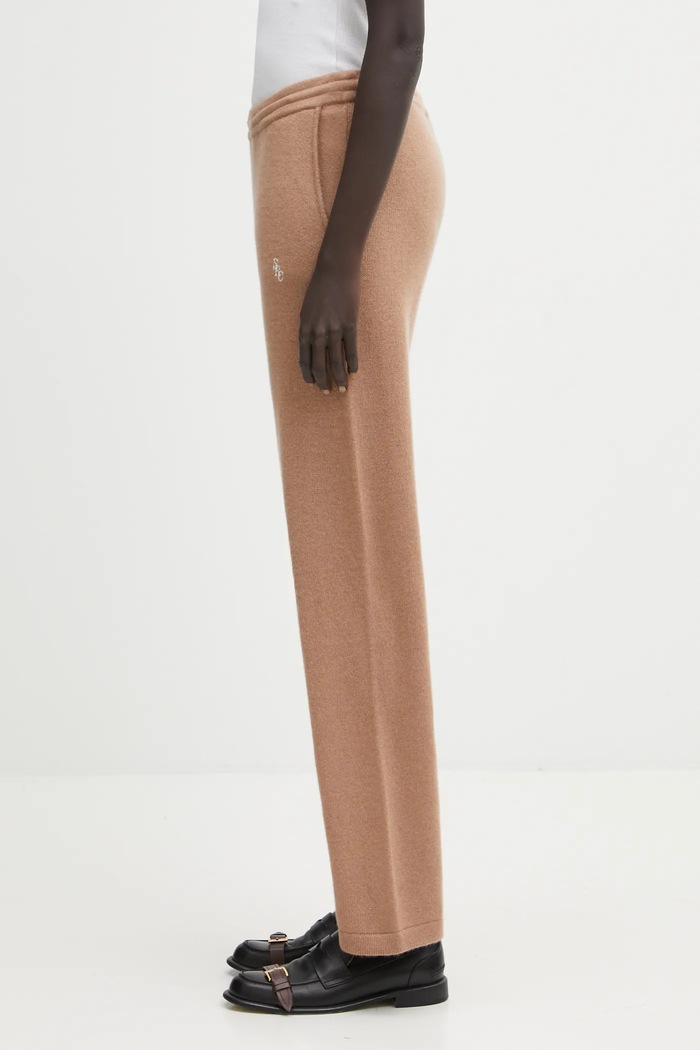 Sporty & Rich pantaloni de lână SRC Cashmere PA02764302BE02 maro AW25