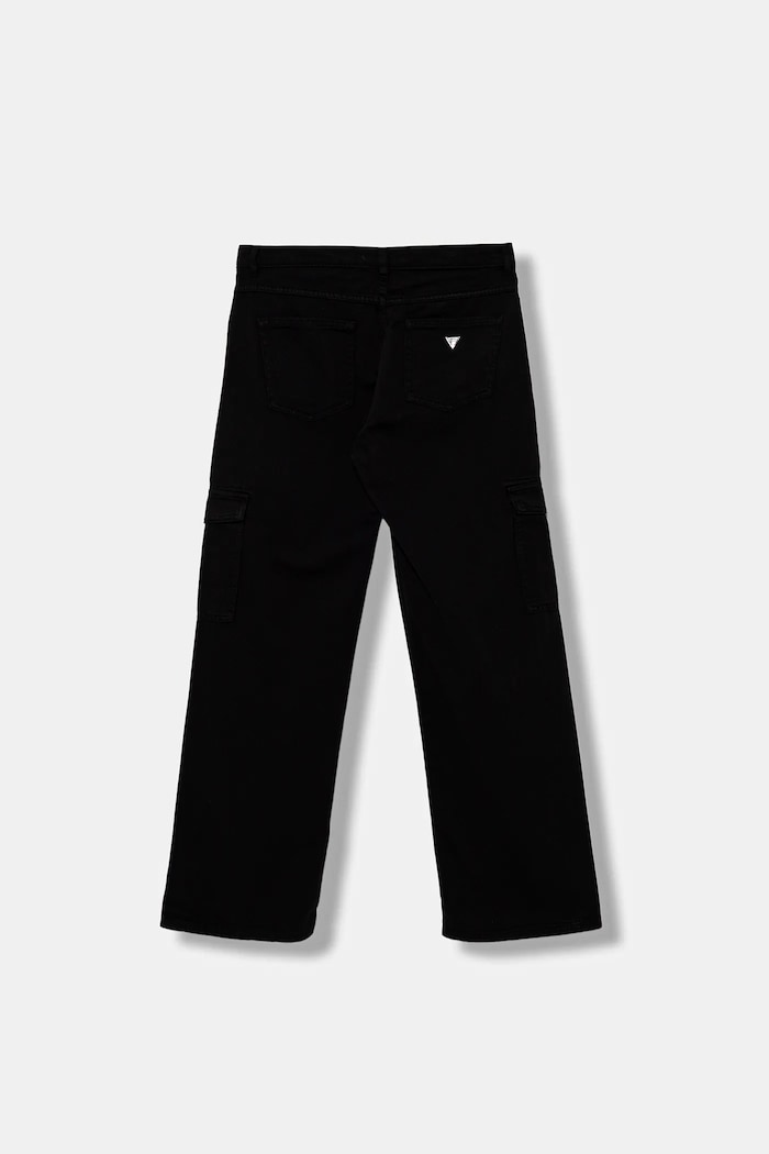 Guess spodnie bawełniane dziecięce J5YB01.WH630.9BYA czarny AW25