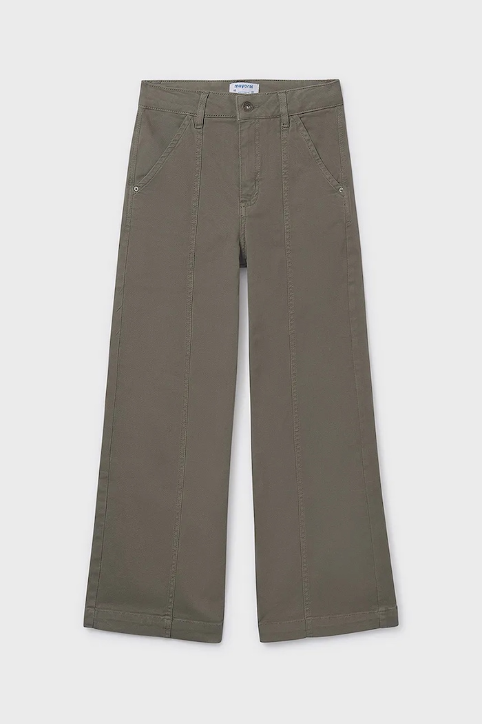 Detské nohavice Mayoral wide leg s elastanom zelená 7580.8G.Junior.9BYA