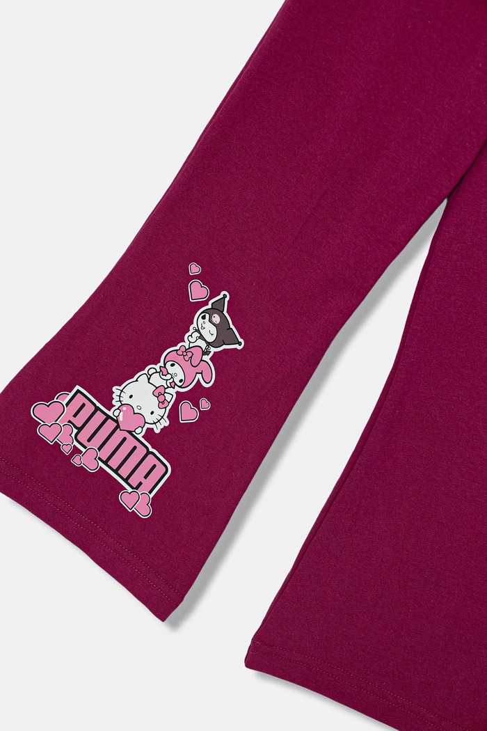 Dziewczynka Puma spodnie dresowe dziecięce PUMA X HELLO KITTY & FRIENDS Flared Leggings 632388 fioletowy
