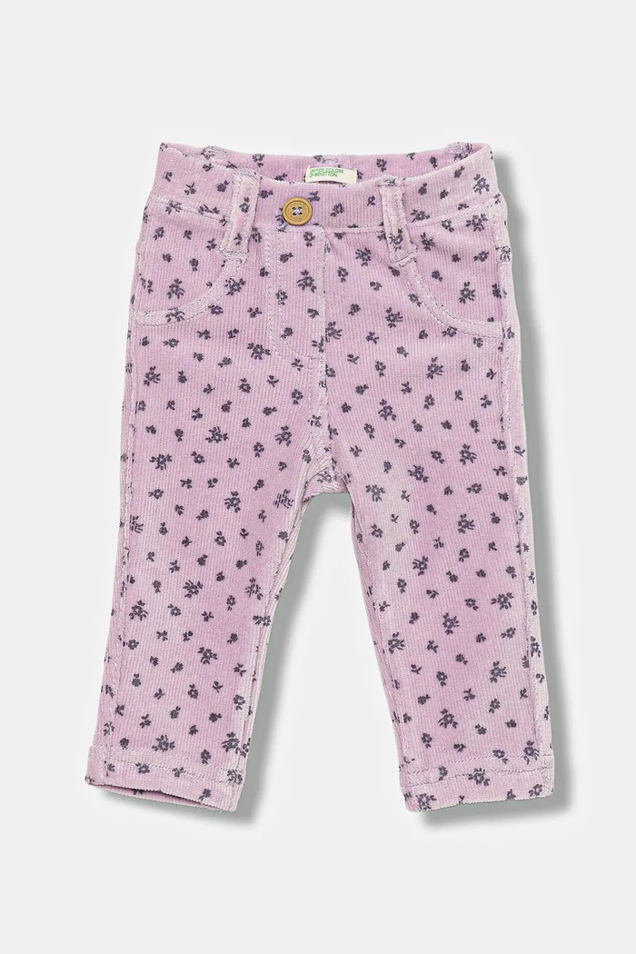 United Colors of Benetton spodnie niemowlęce wzorzyste fioletowy 4NNFAE005.W.seasonal