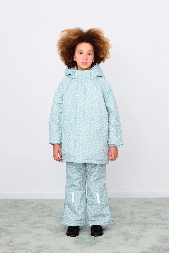 Detské lyžiarske nohavice Tinycottons CHERRIES SNOW PANT látka modrá AW25.052