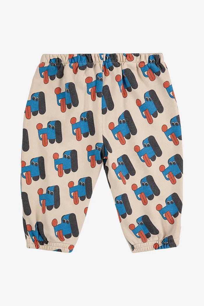 Bobo Choses spodnie dresowe bawełniane niemowlęce Doggy Mate 225AB079 beżowy AW25