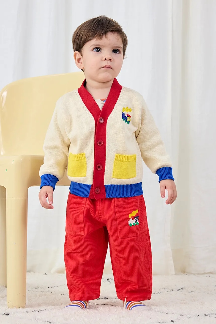 Βρεφικό βαμβακερό παντελόνι Bobo Choses Choo Choo βαμβάκι κόκκινο 225AB084