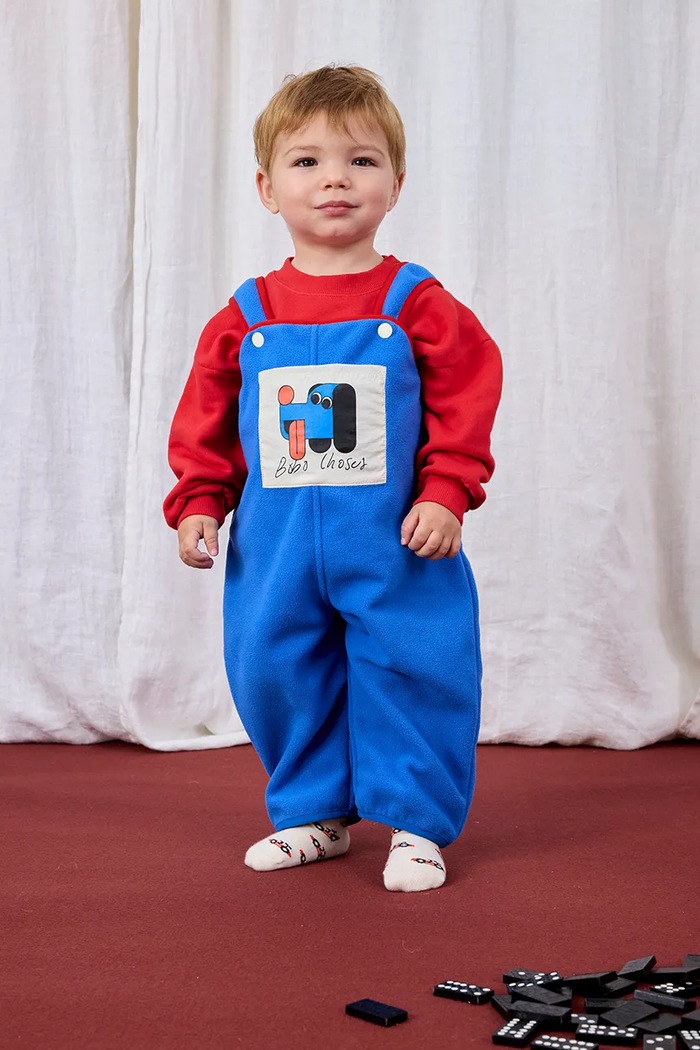 Detské nohavice na traky Bobo Choses Doggy Mate látka modrá 225AB112