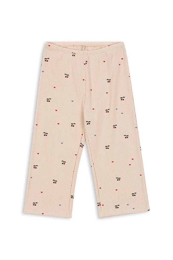 Konges Sløjd spodnie dziecięce z bawełną ELLA PANTS GOTS wzorzyste beżowy KS103800.9BYA