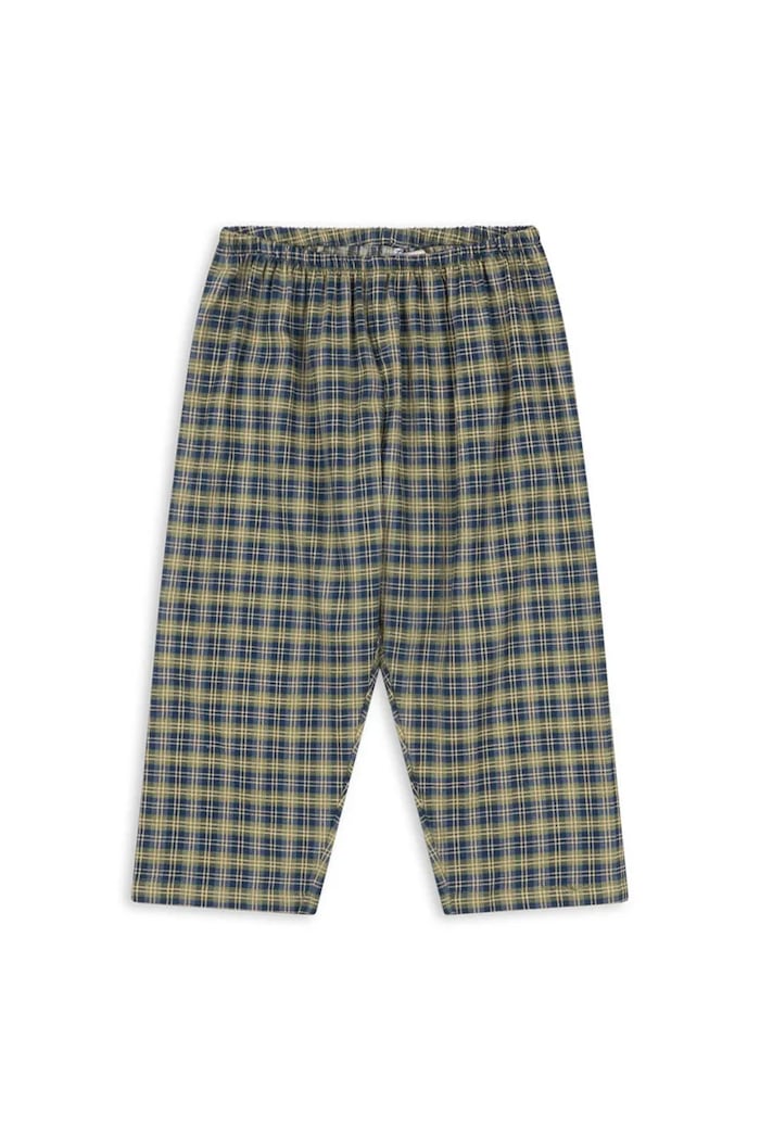 Konges Sløjd spodnie bawełniane dziecięce TERRE PANTS GOTS wzorzyste turkusowy KS104013.9BYA