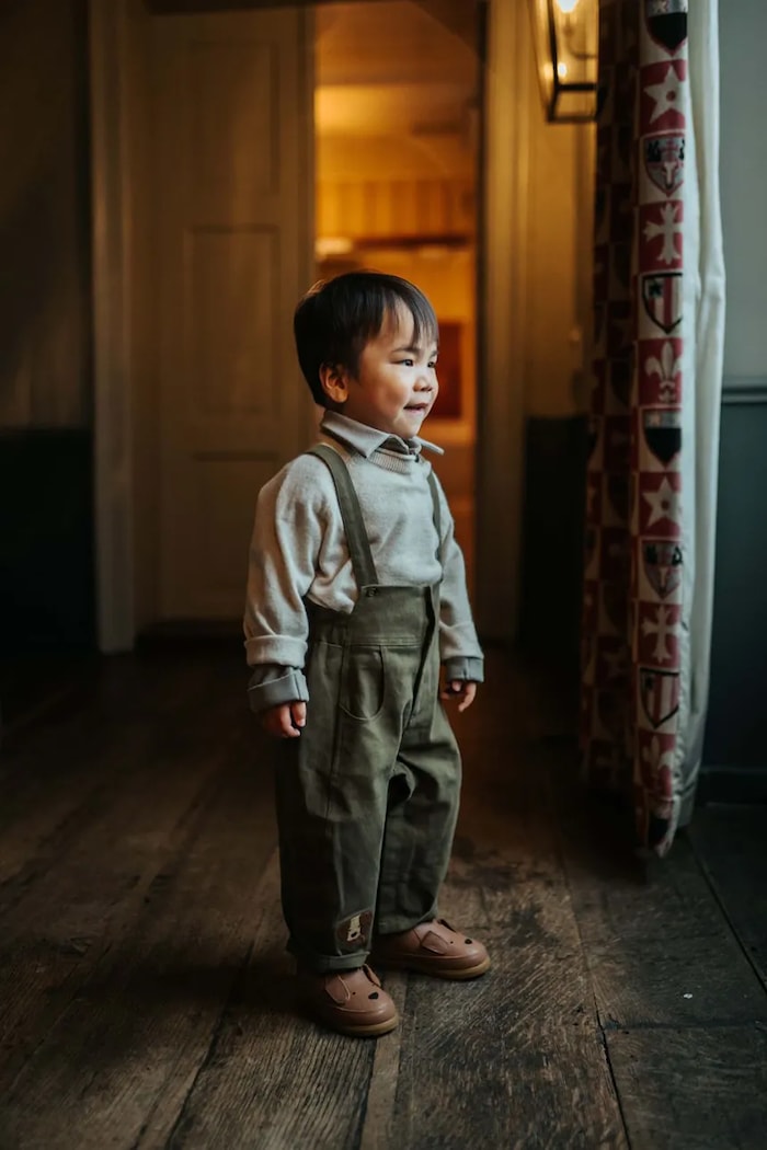 Detské nohavice na traky Donsje Lewes Overalls látka zelená 3041300