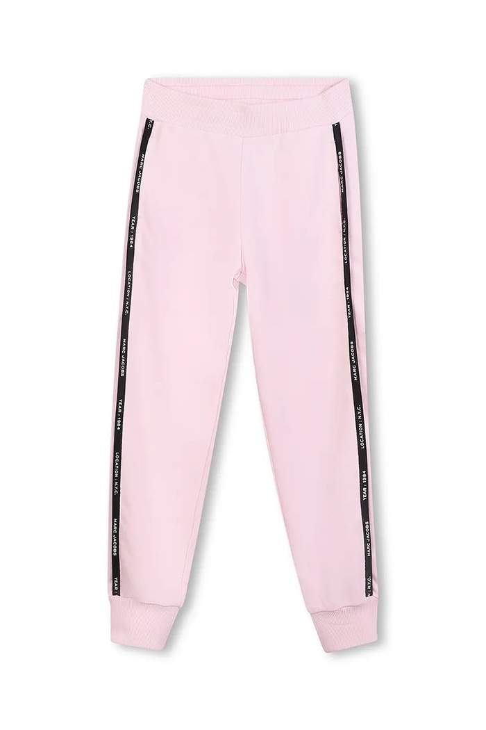 Παιδικό βαμβακερό παντελόνι Marc Jacobs απλικέ ροζ W60656.156
