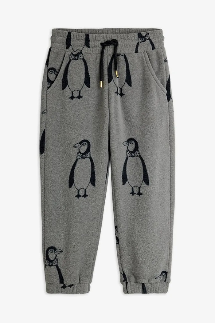 Detské tepláky Mini Rodini Penguin pletenina sivá 11000092