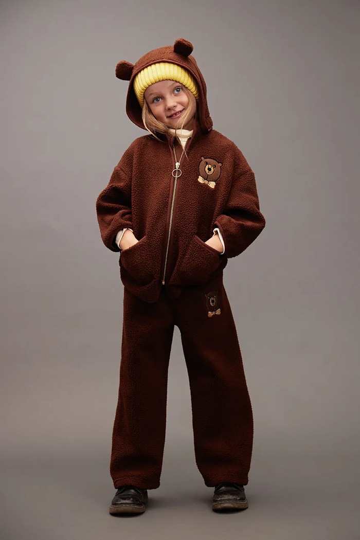Detské tepláky Mini Rodini Bear pletenina hnedá 25710125