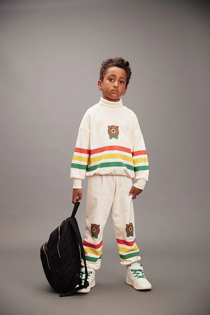 Detské bavlnené tepláky Mini Rodini Bear bavlna béžová 25730138