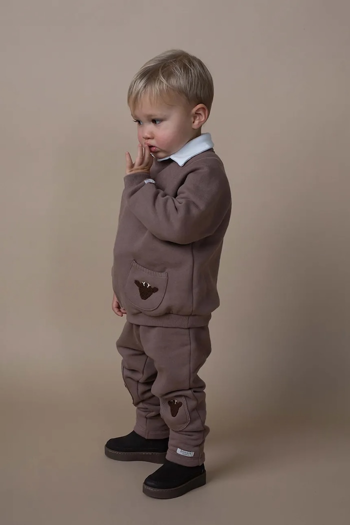 Kojenecké bavlněné tepláky Donsje Joek Trousers Stags pletenina hnědá 3040707