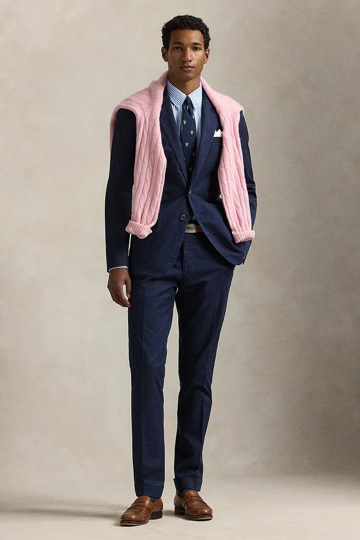 Polo Ralph Lauren pantaloni chinos pentru bărbați din bumbac cu elastan bleumarin 715958495