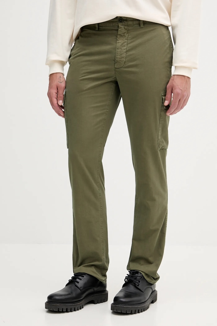 Bavlněné kalhoty Tommy Hilfiger jednoduchý zelená MW0MW39695