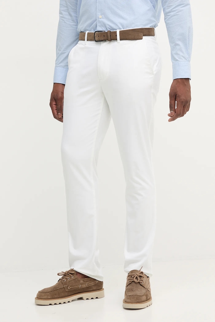 Tommy Hilfiger nohavice chinos pánske bavlnené s elastanom s elastanom biela MW0MW40262