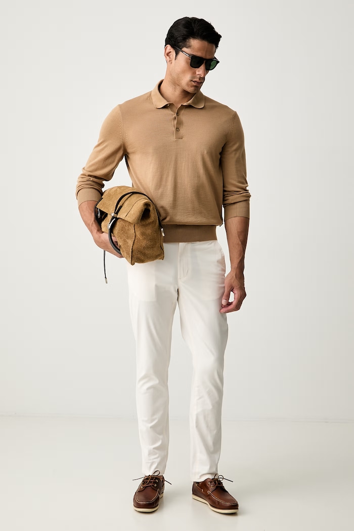 Tommy Hilfiger nohavice chinos pánske bavlnené s elastanom MW0MW40262 béžová SS26
