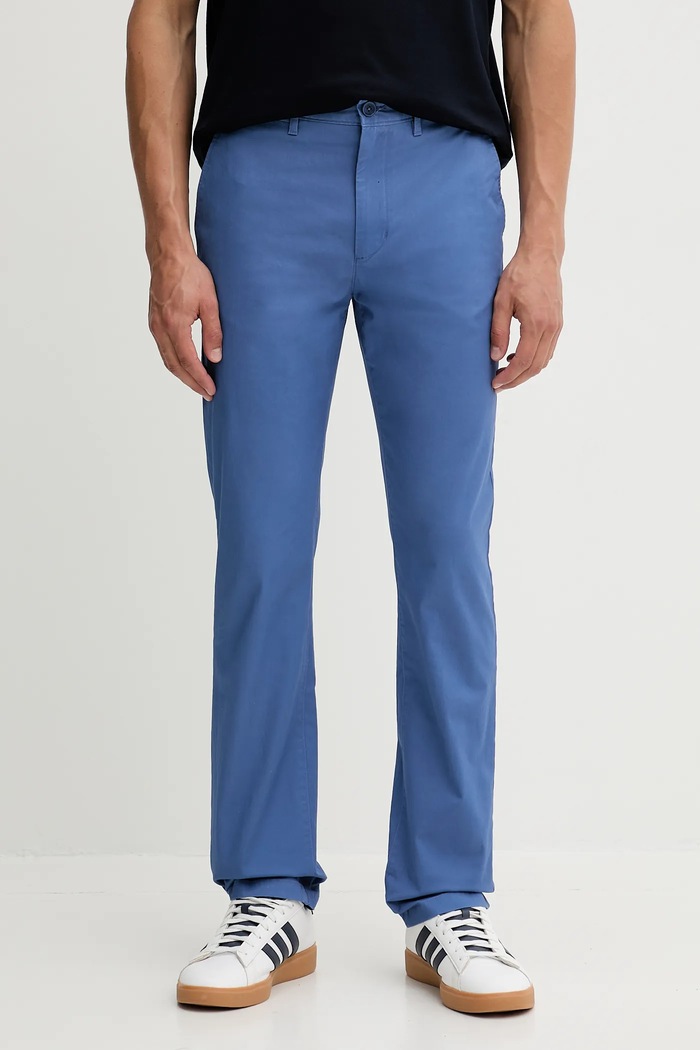 Tommy Hilfiger nohavice chinos pánske bavlnené s elastanom s elastanom modrá MW0MW40262