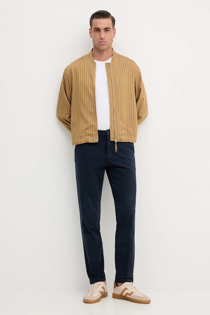 BOSS pantaloni chinos bărbătești din bumbac cu elastan H-Kane1 50543304 bleumarin SS26