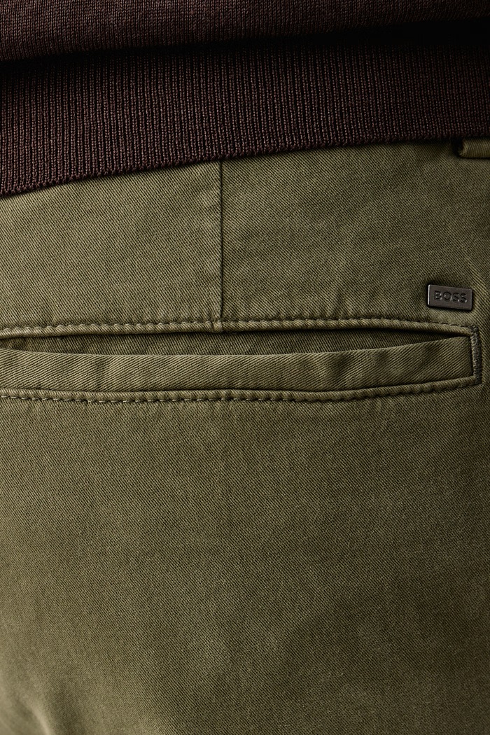 Nohavice chinos pánske bavlnené s elastanom H-Kane1 BOSS 50543304 zelená