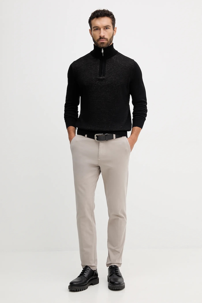 BOSS pantaloni chinos bărbați din bumbac cu elastan H-Kane1 50543304 bej SS26