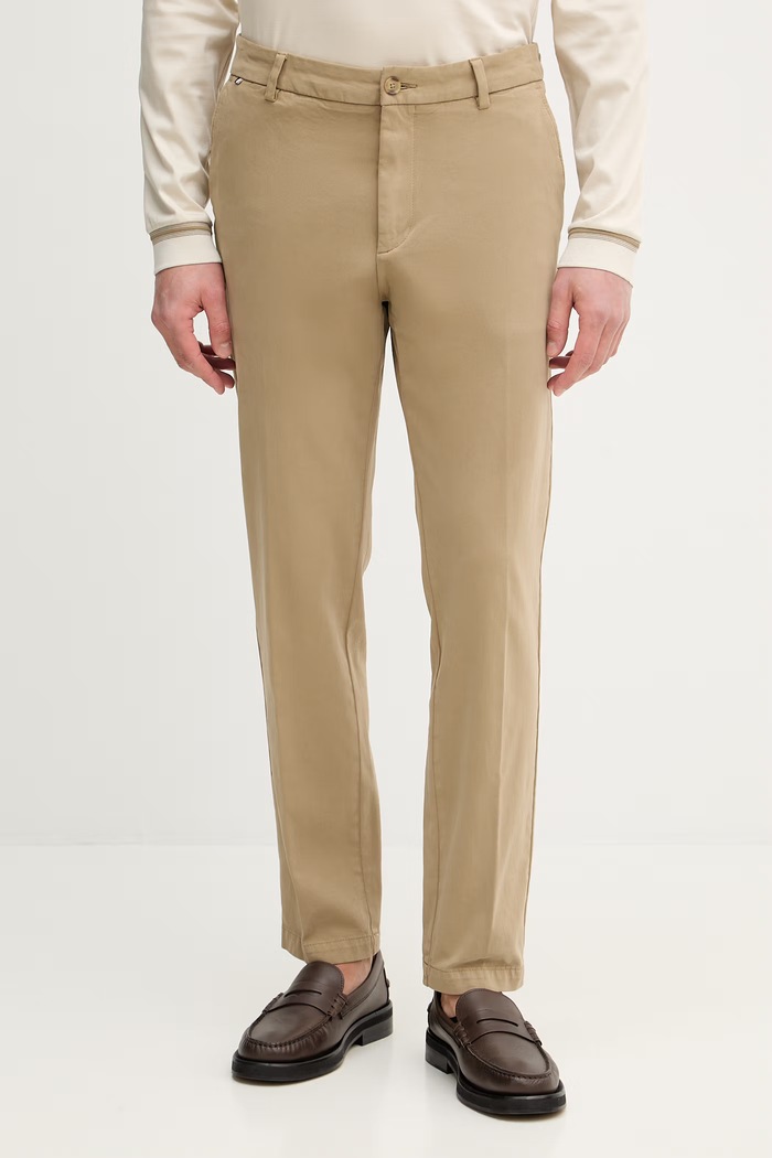 BOSS pantaloni chinos bărbați bumbac cu elastan H-Kane1 verde 50543304