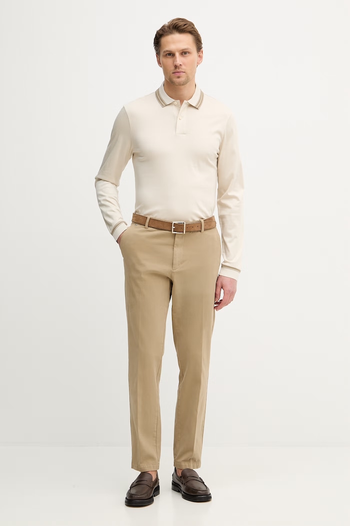 BOSS pantaloni chinos bărbați bumbac cu elastan H-Kane1 50543304 verde SS26