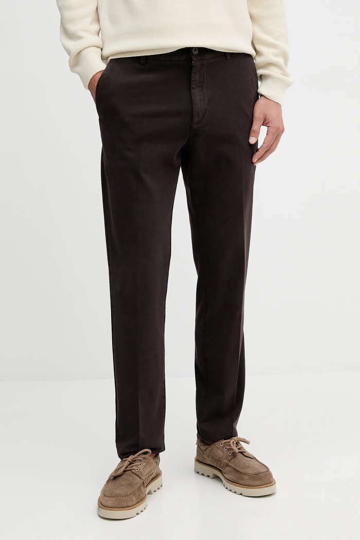 BOSS chino kalhoty pánské bavlněné s elastanem H-Kane1 hnědá 50543304