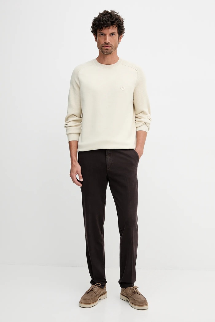 BOSS chino kalhoty pánské bavlněné s elastanem H-Kane1 50543304 hnědá SS26