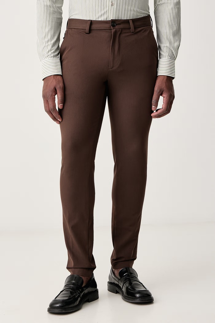 BOSS Slim fit kalhoty pánské s bavlnou P-Kaiton1-Zip hnědá 50543945