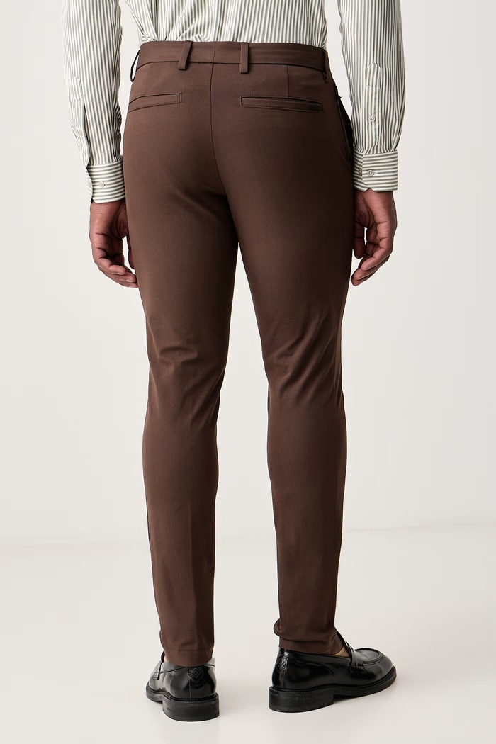 Oblečení BOSS Slim fit kalhoty pánské s bavlnou P-Kaiton1-Zip 50543945 hnědá