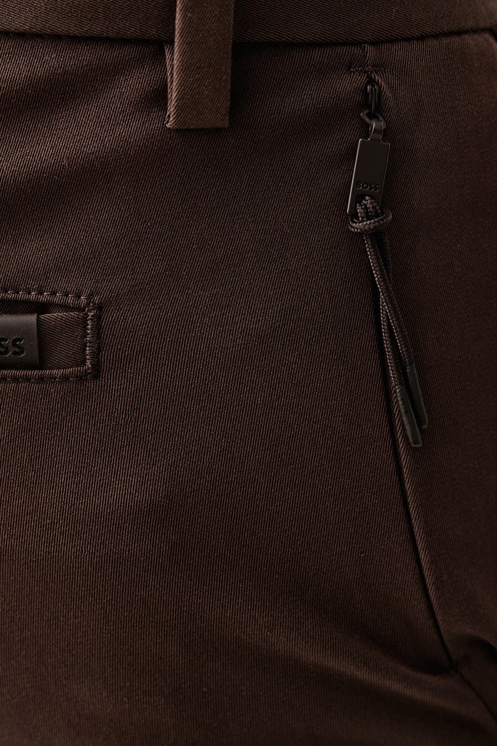 Slim fit kalhoty pánské s bavlnou P-Kaiton1-Zip BOSS 50543945 hnědá