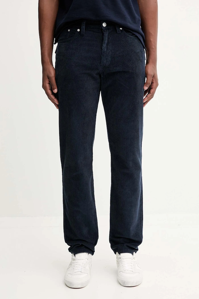 Menčestrové nohavice Tommy Jeans bavlna tmavomodrá DM0DM22242