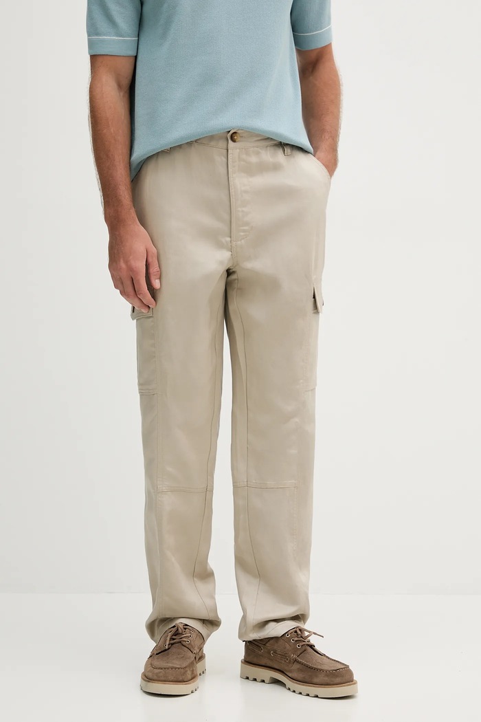 Guess pantaloni din amestec de in panza bej M5YB73.WFI72