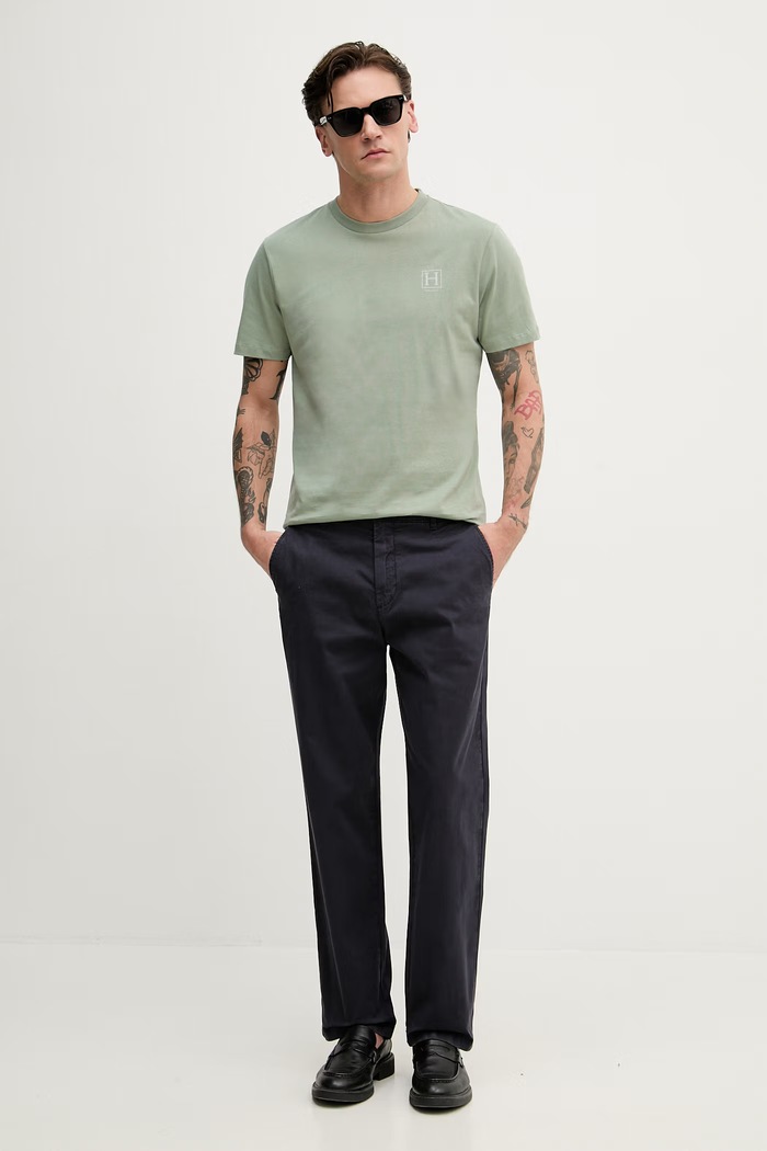 United Colors of Benetton pantaloni bărbătești din bumbac cu elastan 4TZYUF05H bleumarin SS26