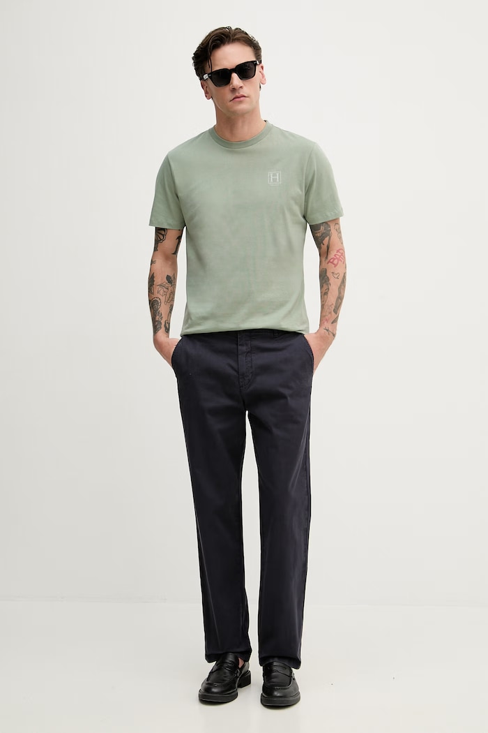 United Colors of Benetton pantaloni bărbătești din bumbac cu elastan 4TZYUF05H bleumarin SS26
