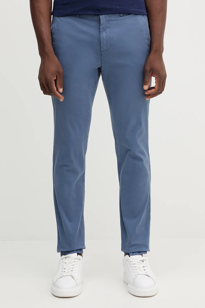 United Colors of Benetton pantaloni chinos bărbați bumbac cu elastan drept albastru 4TZYUF04P