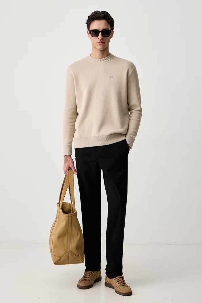 United Colors of Benetton Spodnie chinos męskie bawełniane z elastanem 4TZYUF04P czarny SS26