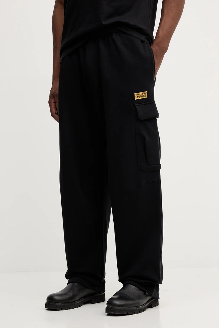 Bavlněné tepláky Versace Jeans Couture pletenina černá 79GAAT08.CF01T