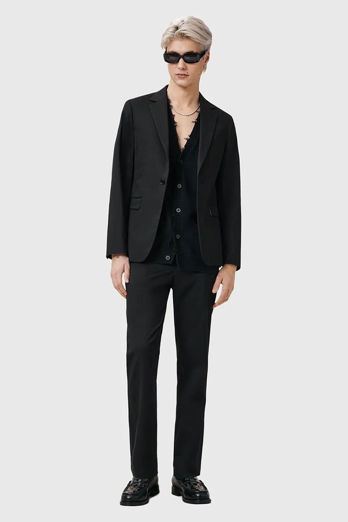 Памучен панталон AllSaints ODIN памук черен M025QC