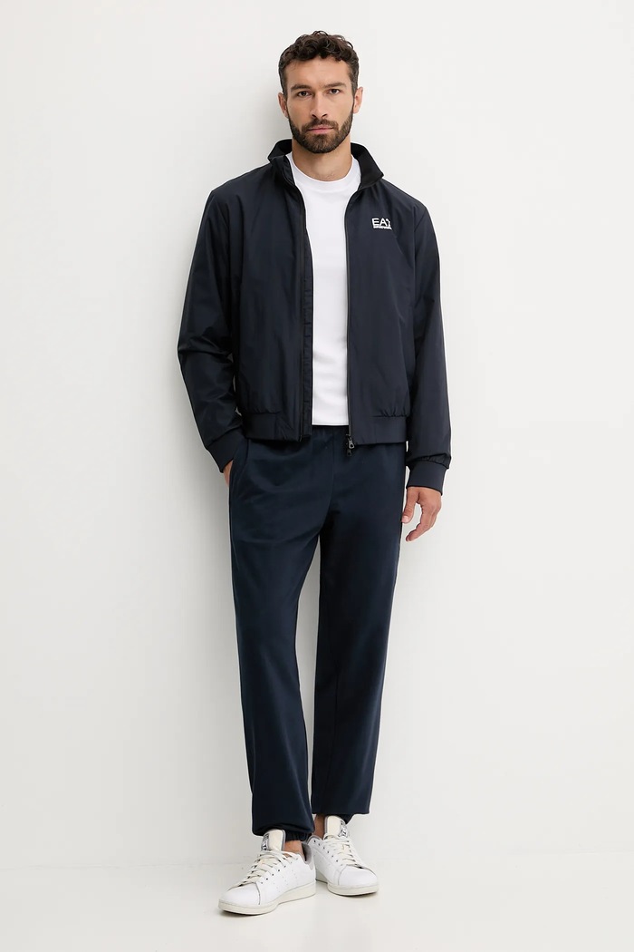 Bombažen spodnji del trenirke EA7 Emporio Armani AF13512.7M000906 mornarsko modra AW25
