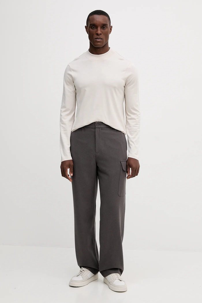 Armani Exchange spodnie z domieszką wełny XM001214.AF16644 brązowy AW25