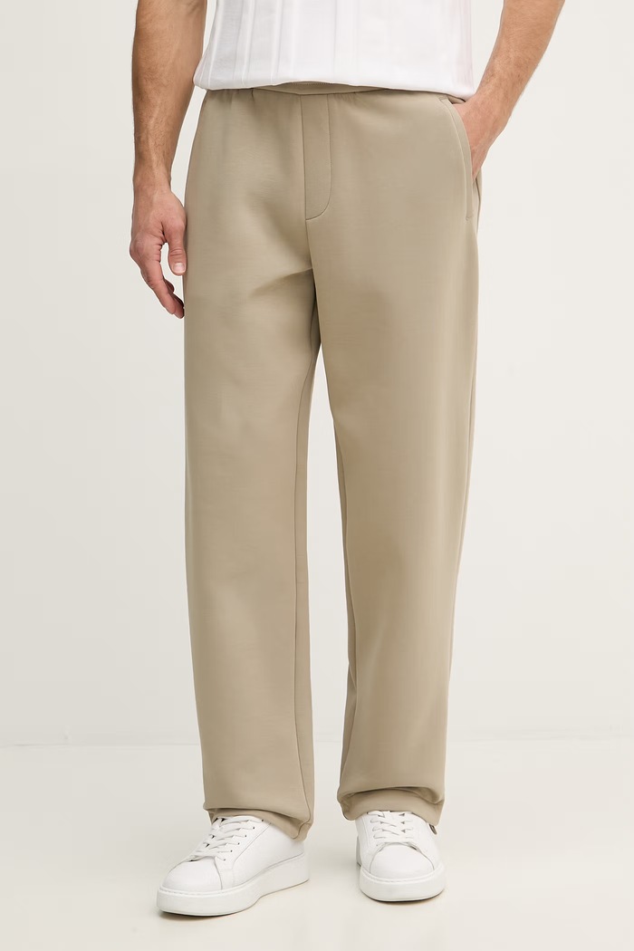 Armani Exchange spodnie dresowe męskie z bawełną beżowy XM001890.AF10818