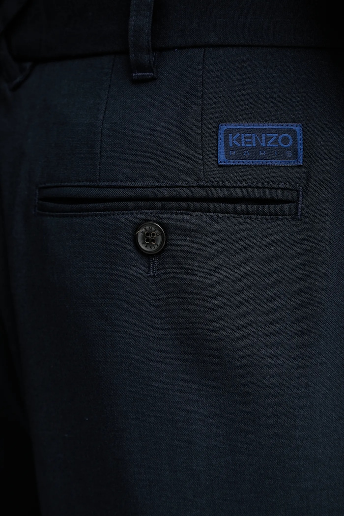 Kenzo spodnie wełniane FE65PA2149GE granatowy