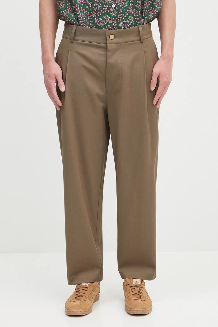 Kalhoty Drôle de Monsieur Le Pantalon Cropped Twill látka béžová H.BP155.CO214