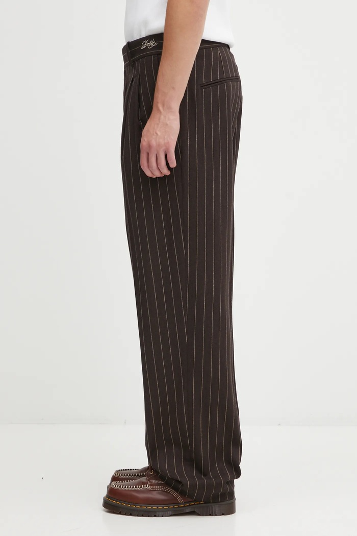 Панталон с вълна Drôle de Monsieur Le Pantalon Pinstripes I.BP165.WO040 кафяв AW25