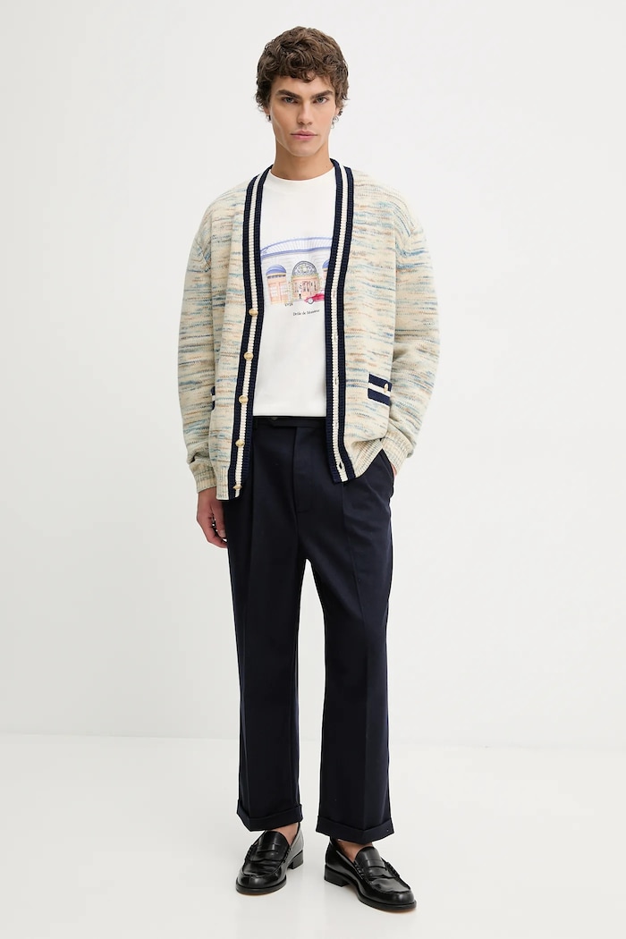 Панталон с вълна Drôle de Monsieur Le Pantalon Plis Cropped I.BP192.WV008 тъмносин AW25