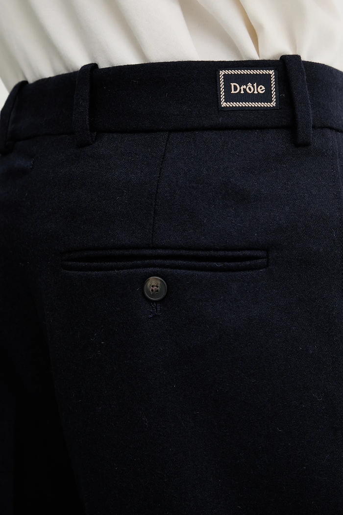 Панталон с вълна Drôle de Monsieur Le Pantalon Plis Cropped тъмносин I.BP192.WV008
