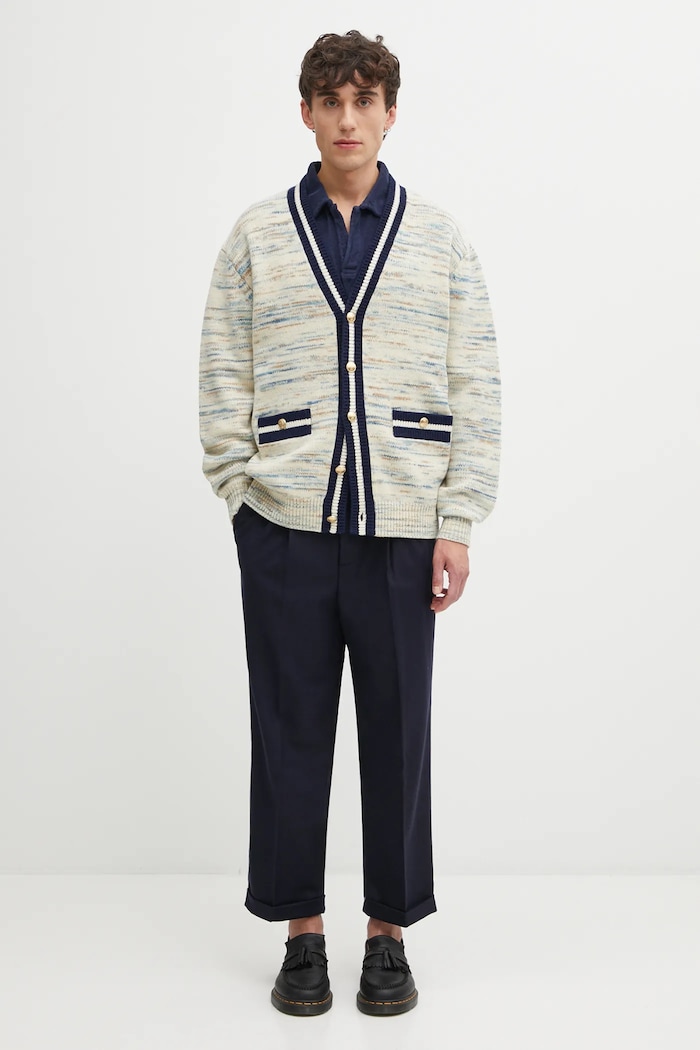 Hlače s dodatkom vune Drôle de Monsieur Le Pantalon Plis Cropped I.BP192.WV008 mornarsko plava